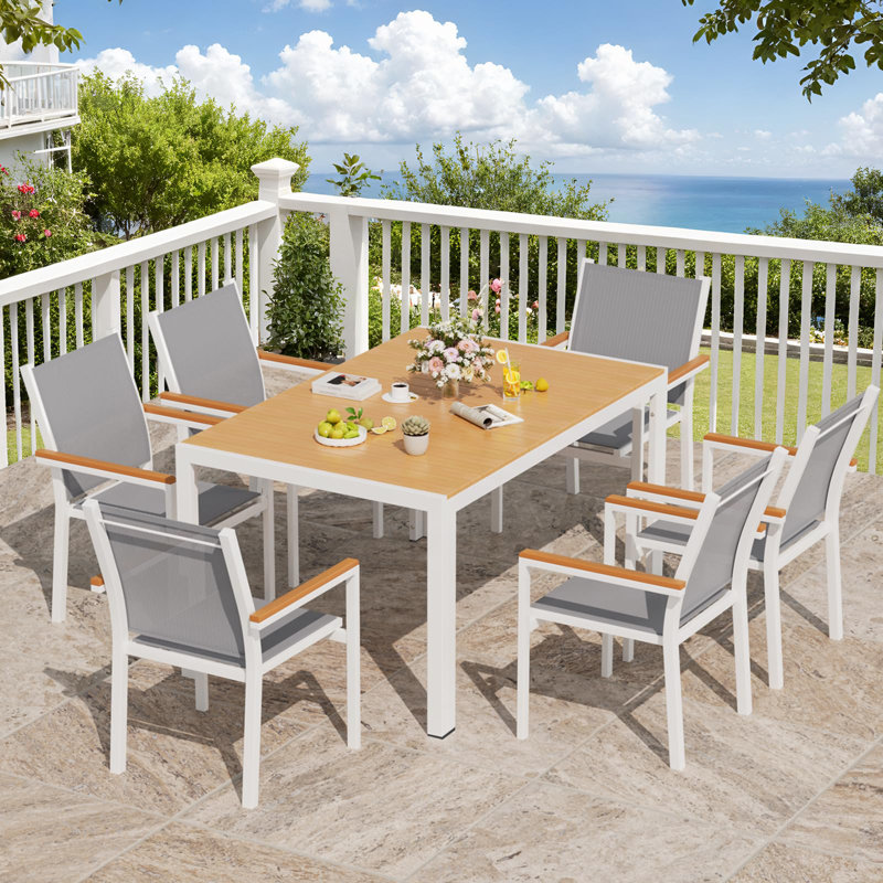 Weatherproof Garden Table, Large, 140 X 90 X 75 Cm, Aluminium Patio Table With Table Top, Rectangular Outdoor Dining Table For 6 People, Sturdy Garden, Patio Or Balcony Table