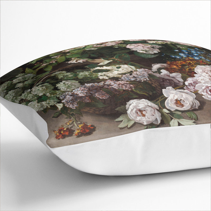 Spring Flowers Floral Scatter Cushion, 40cm H x 40cm W x 15cm D, White