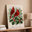 Toile, une paire de cardinaux rouges éclatants perchés sur un luxueux art mural vert-1521032147