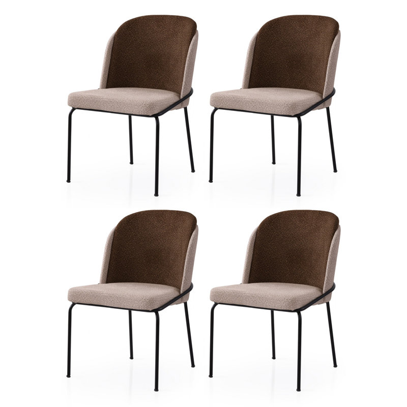 Ensemble de chaises modernes 4 pièces, doré et crème / brun | Structure 100% fer, siège en panneau de particules recouvert de mélamine, dossier en contreplaqué | Dimensions: 24,4 po x 29,5 po x 20,5 po | Capacité de poids maximale: 386 lb | Conception élégante et durable pour la salle à manger et les espaces de vie