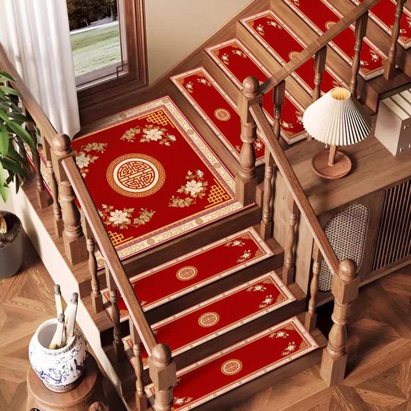 Tapis d'escalier antidérapant de qualité supérieure pour marches intérieures, Rouge