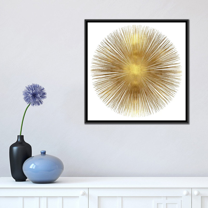 Sunburst I, impression sur toile tendue, H 18 po x l 18 po x P 1,5 po, Toile avec cadre noir, Pas de tapis