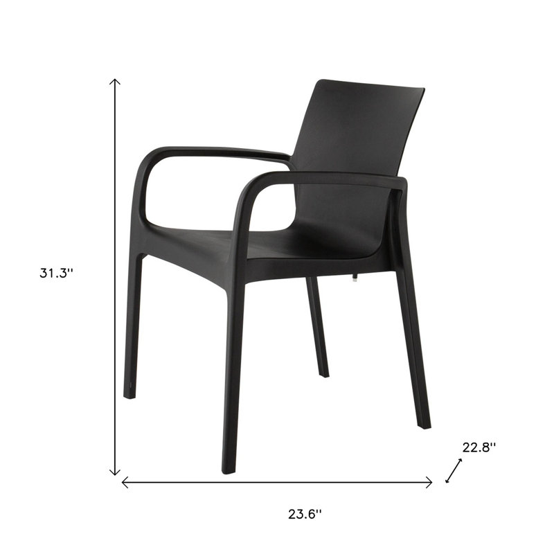 Ensemble de deux chaises de salle à manger d'extérieur empilables en plastique noir