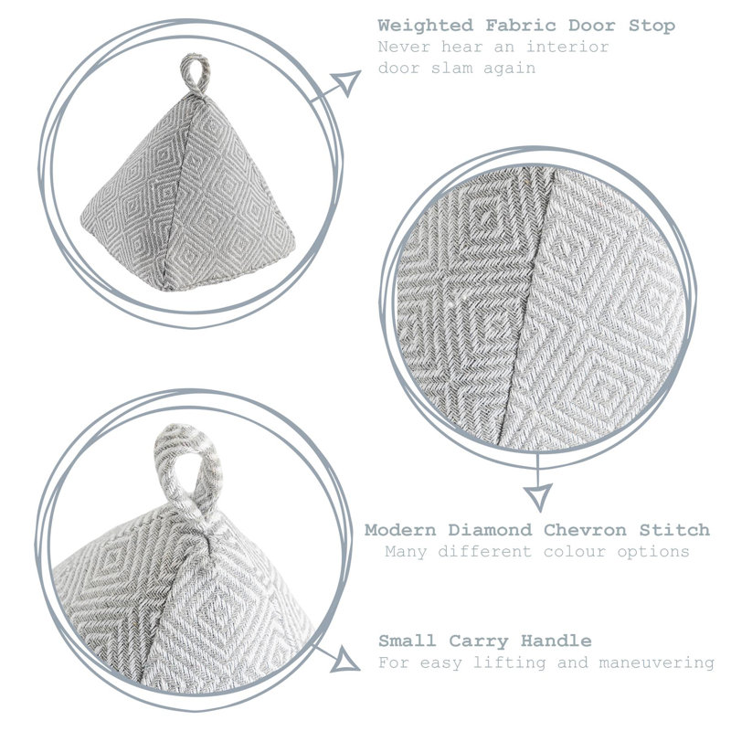 Nicola Spring - Chevron Door Stop - 20cm, Grey
