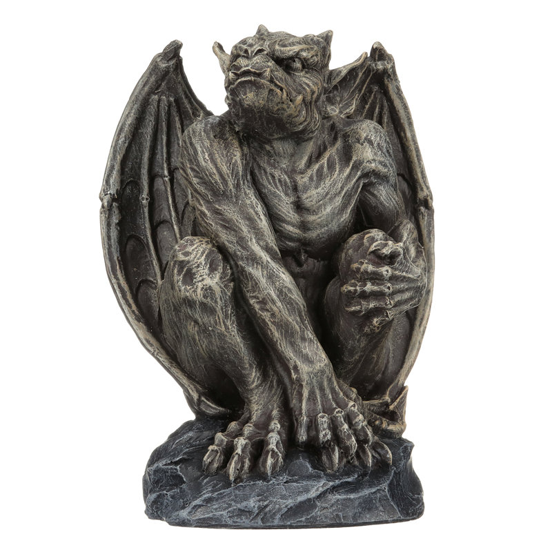 Silas Medium Gray Resin Gothic Gargoyle Sentry Statue