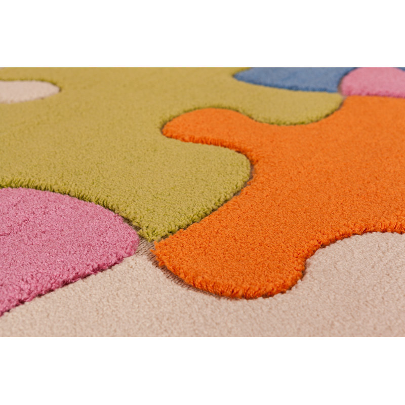 Tapis géométrique bleu / vert / orange Howton, Rectangle 5 pi 3 po x 7 pi 5 po