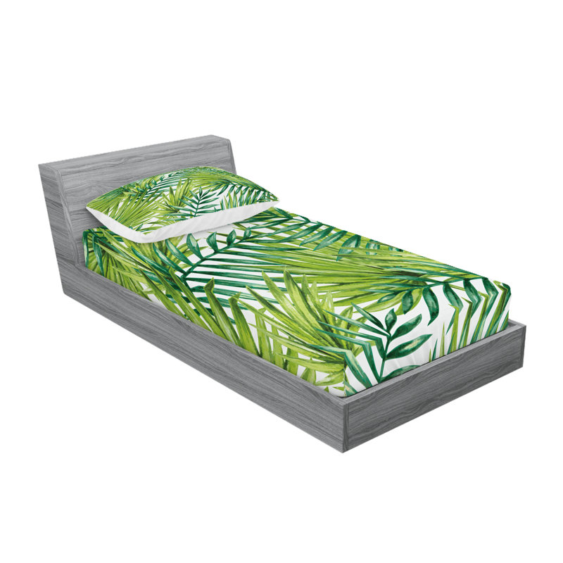 Drap-housse et coussin décoratif Ambesonne, Ensemble de draps pour lit simple + 3 pièces supp