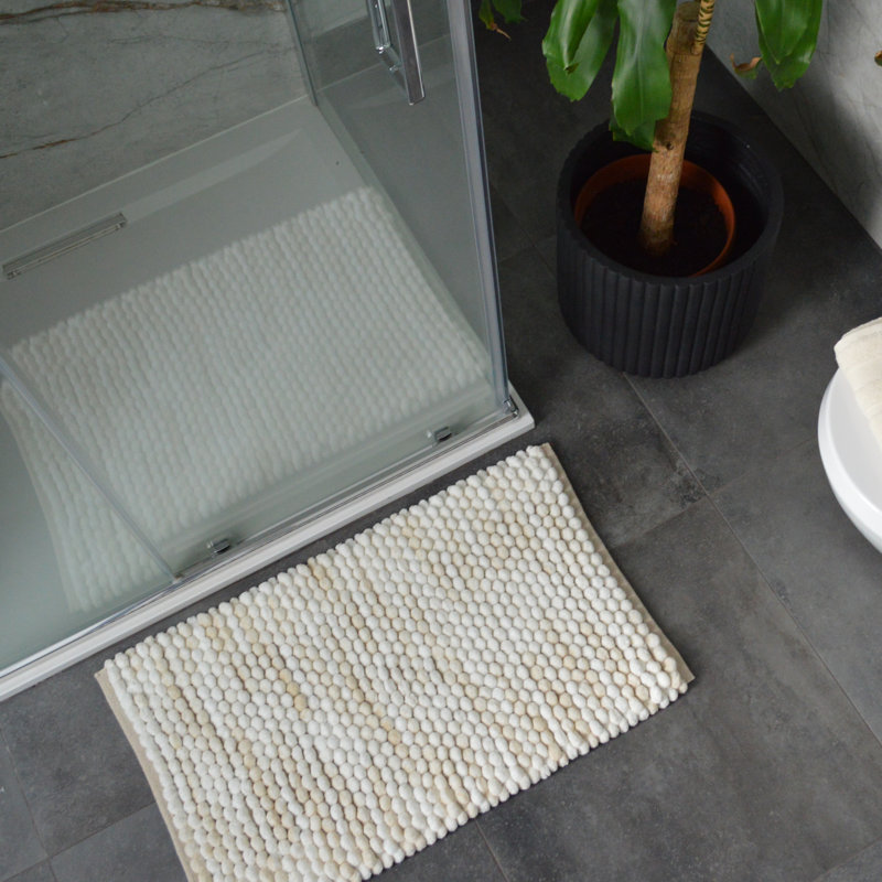 Rozelia Cotton Blend Non-Slip Bath Mat, Beige
