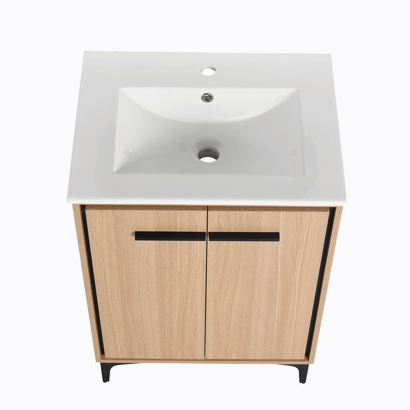Meuble-lavabo simple avec plateau en céramique 24,02 po Wangler