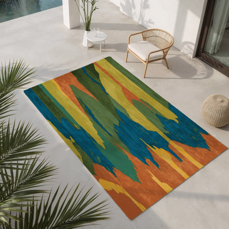 Tapis intérieur et extérieur Eternal Cascade, Rectangulaire 8 pi x 10 pi