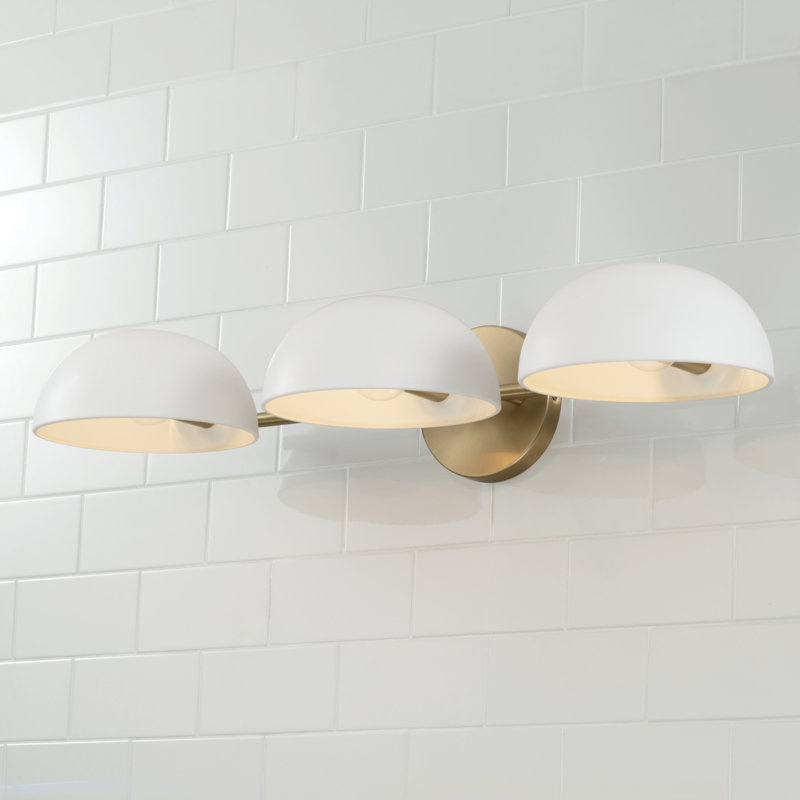 Reece 3-Light Aged Brass and White Metal Vanity Light