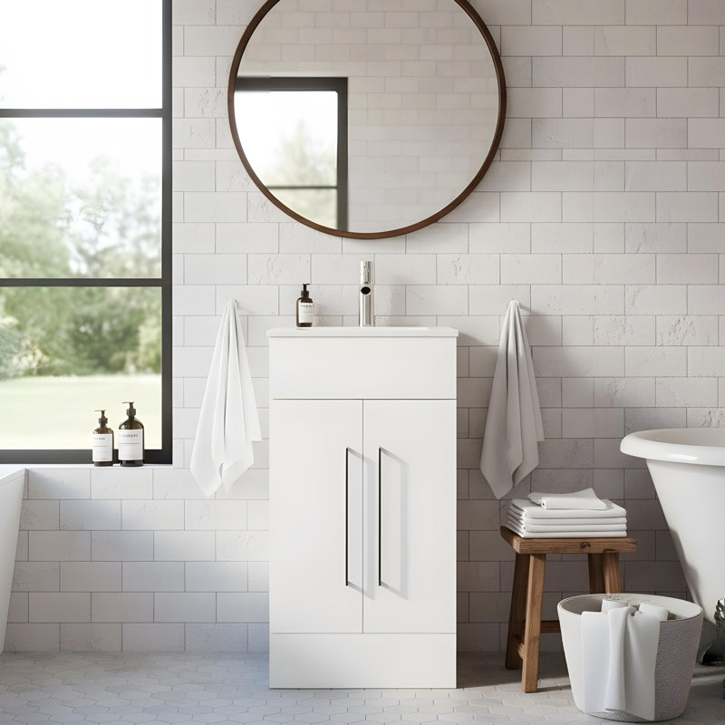Meuble-lavabo moderne autoportant avec lavabo