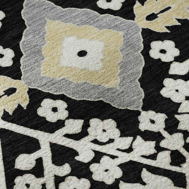 Tapis noir Prisco lavable à la machine de qualité supérieure, Tapis de couloir 2 pi 3 po x 7 pi 6 po