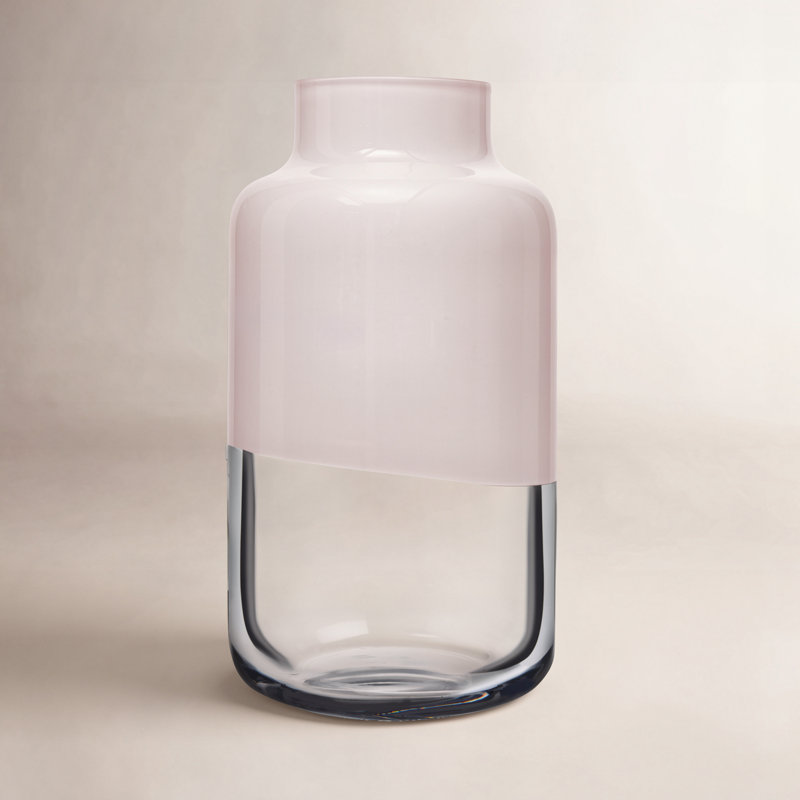 Magnolia Handmade Lead Free Crystal Table Vase, Opal Pink, overall height- 12.5"