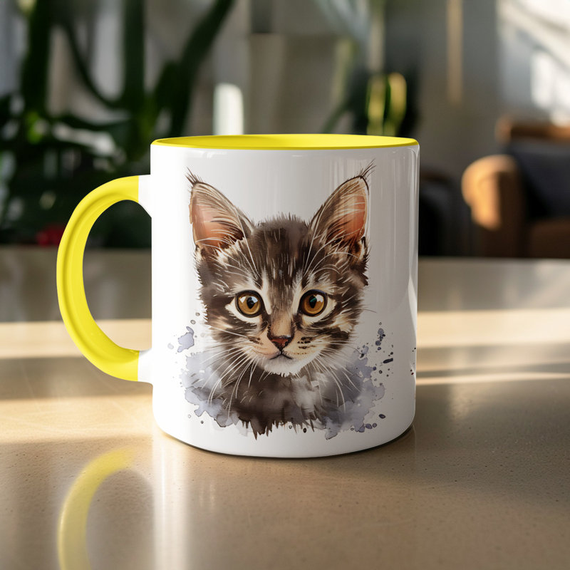 Ceramic Coffee Mug, 4, Yellow