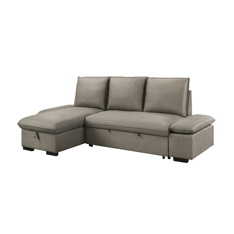 Canapé modulaire 3 pièces avec rangement réversible, canapé-lit et table rabattable, gris