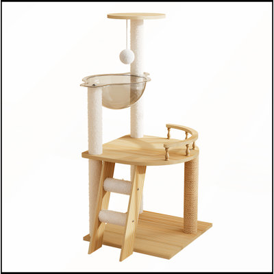 Tour pour chat moderne de 41,3 pouces avec poteaux à griffes recouverts de sisal, perchoir supérieur et hamac en acrylique pour chats d'intérieur de toutes tailles