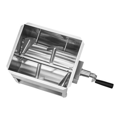 Mélangeur à viande manuel, cuve fixe de 20 L (capacité maximale de mélange : 13,6 kg de viande), mélangeur à viande en acier inoxydable, machine à saucisses avec couvercle, poignée et réducteur de vitesse, mélangeur manuel pour bœuf haché.