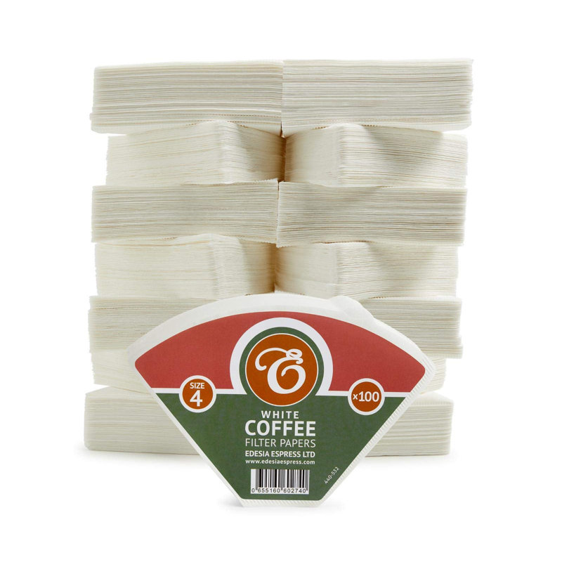 1500 Size 4 Brown Unbleached Coffee Filter Paper Cones, White