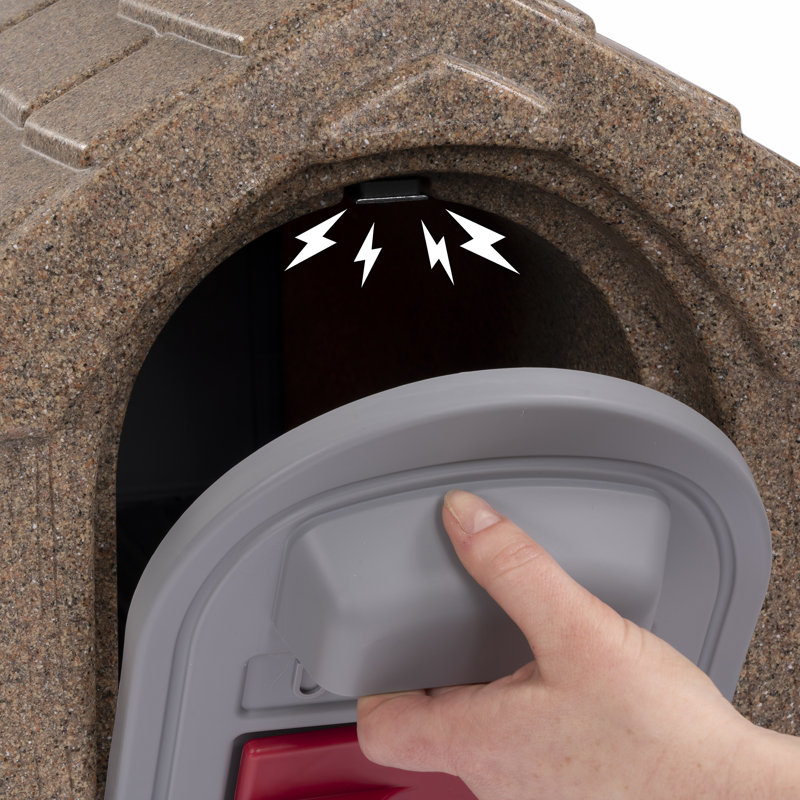 Plastic Post Mounted Mailbox with Magnetic Closure, Sandstone 