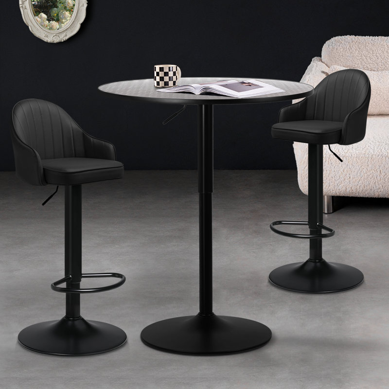 Arabellarose 2 - Person Pedestal Dining Set, Black, Sliver