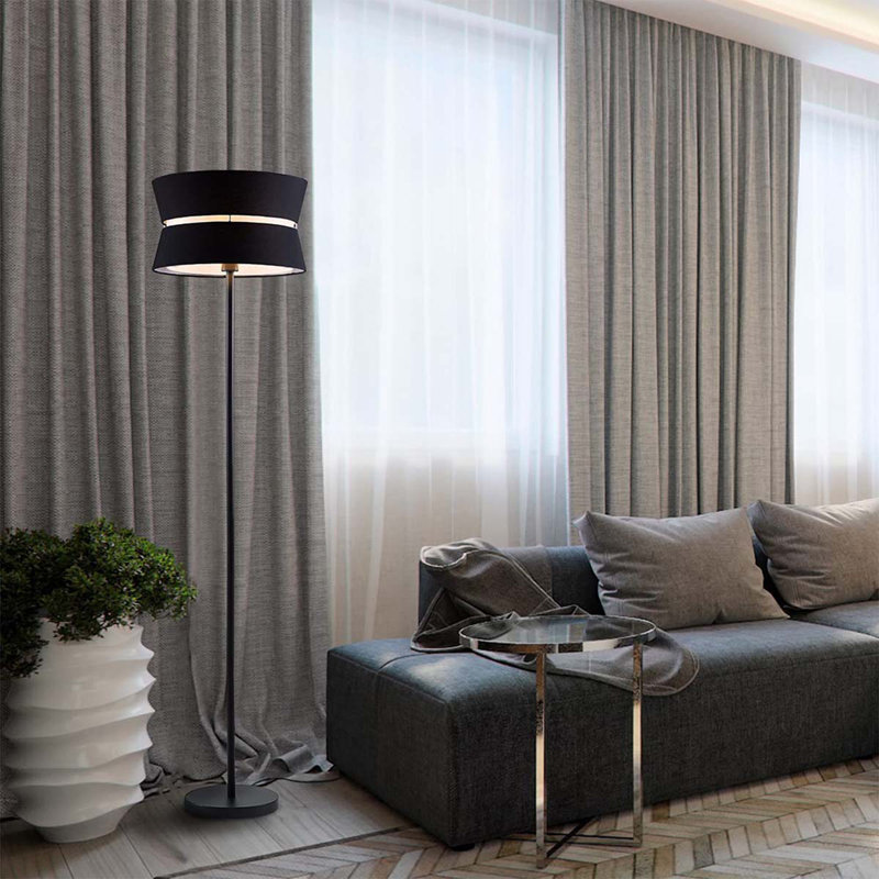 Breeann 160cm Satin Black Paint Traditional Floor Lamp