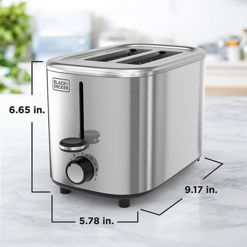 Stainless Steel 2-Slice Toaster with Wide Slots and Crumb Tray