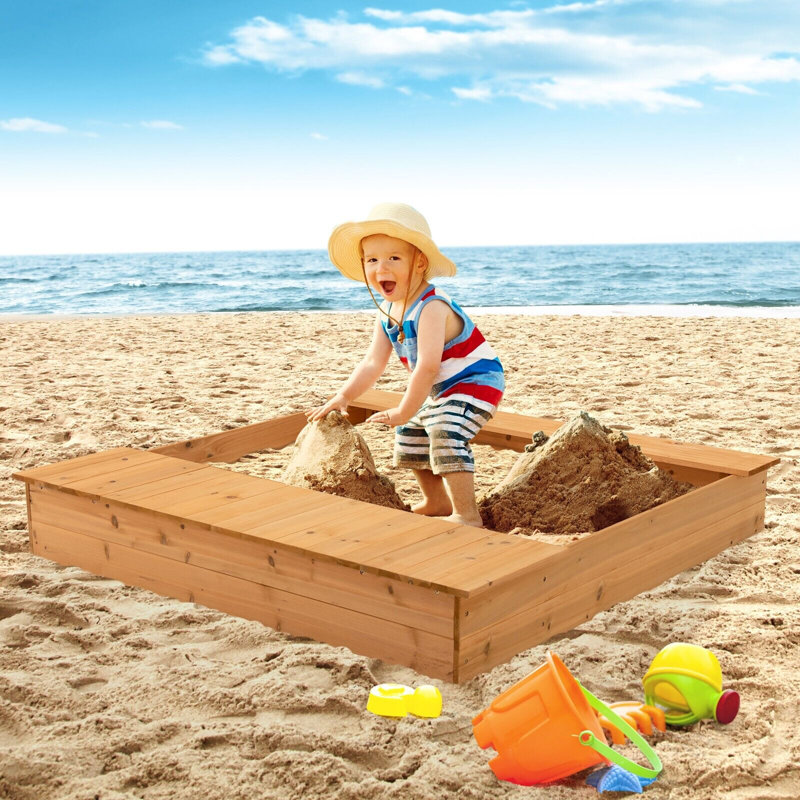 Alpen Home Lazro 122cm x 19cm Wood Rectangle Sandbox with Cover