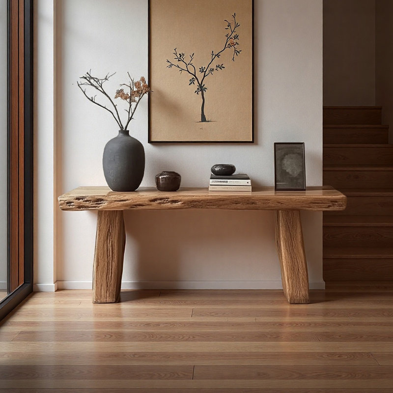 Console simple en bois massif, H 29,53 po x l 62,99 po x P 11,81 po