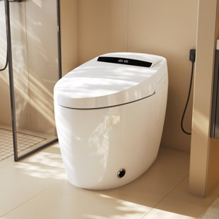 Toilette intelligente une pièce avec couvercle à ouverture automatique, siège chauffant, bidet, séchoir à air et glacis antibactérien