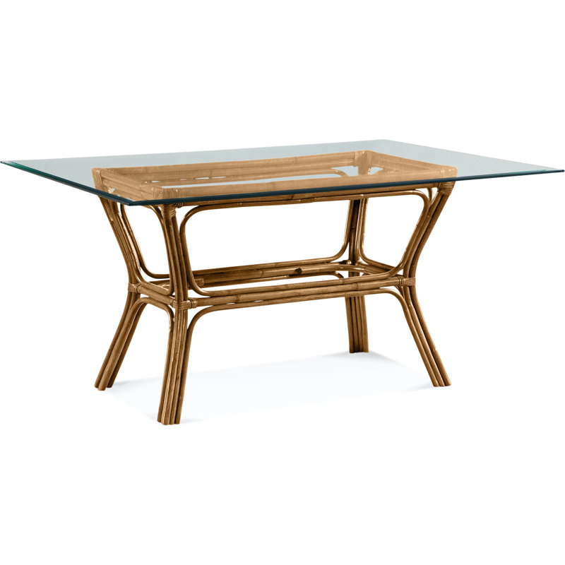 Trellis Glass Dining Table, 44" W x 78" L, Honey