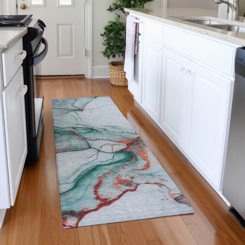 Premium Machine Washable Mehara AMF1690 Abstract Rug, Runner 2'3" x 7'6"