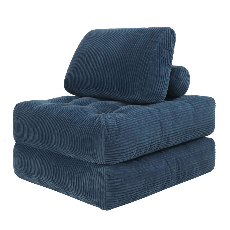 70.8" Blue Corduroy Fabric Chair For Bedroom, Living Room And Dorm, Comfy Fluffy Cloud With Soft Faux Fur, No Assembly, Ergonomic Socializing Lounger Cozy Couch Good Head Support Resting