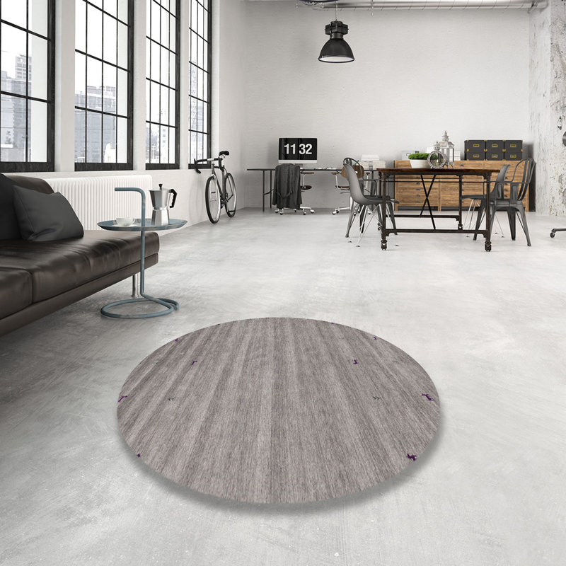 Tapis gris zone contemporaine, Rond 5 pi