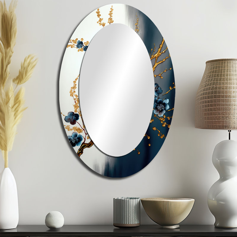 Miroir mural ovale Blue Cherry Blossom, 36 po x 24 po