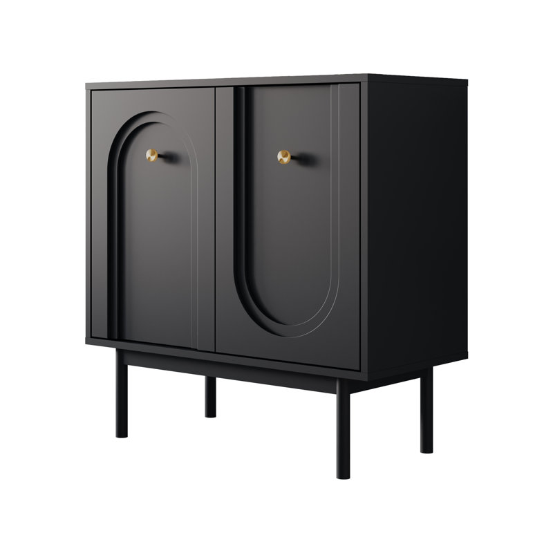 Highboard LIBERTY 2D with gold handles, Black