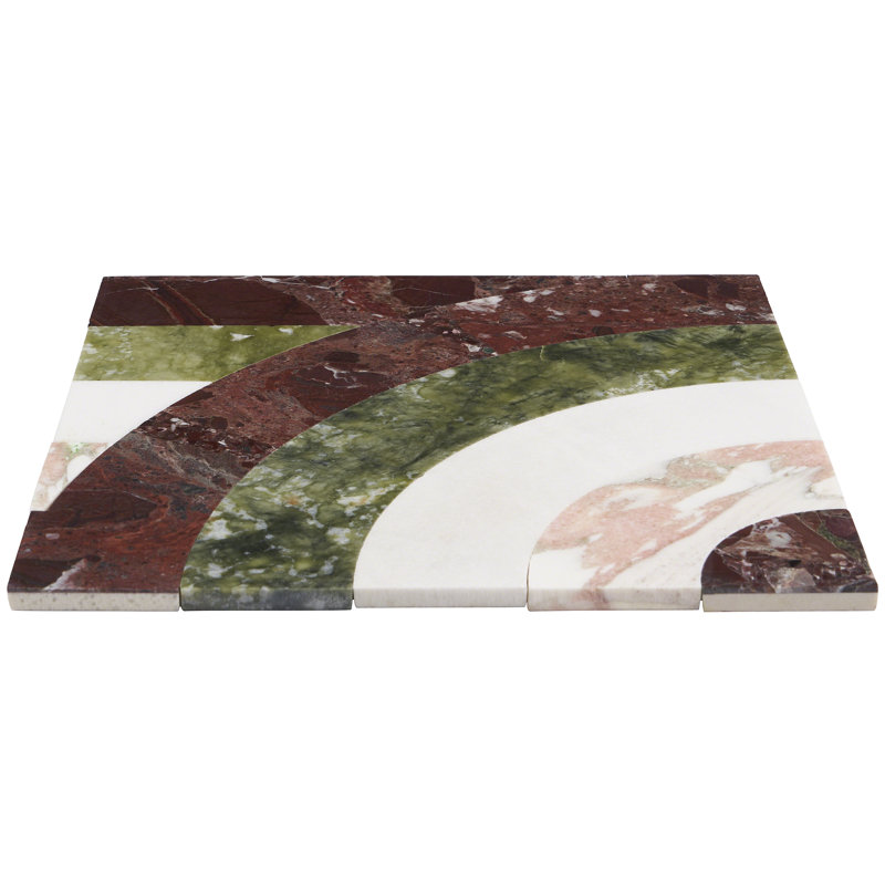 Carreau de sol et mosaïque horizontal en marbre 2 po x 12 po Elizabeth Sutton (1 pi. Ca. / feuille), Arc-en-ciel