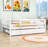 Wood Daybed with Twin Trundle and Guardrails-537538292-537538288