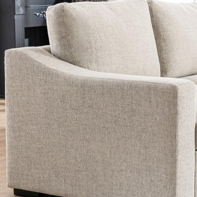 Canapé rembourré 83 po Bradon, 100 % lin beige