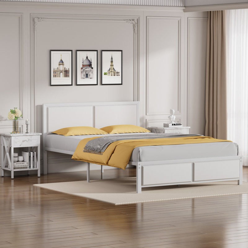 Ensemble de chambre à coucher de 3 pièces Kempst, Double, Blanc