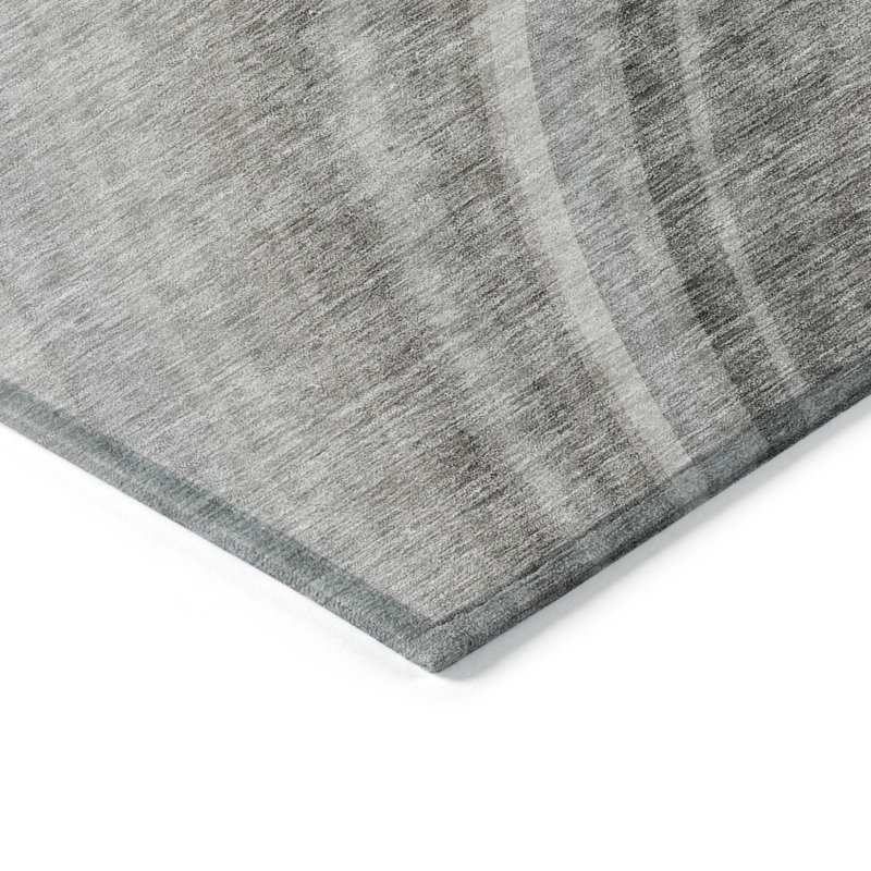 Tapis extérieur lavable abstrait gris argenté et beige 5 pi x 8 pi