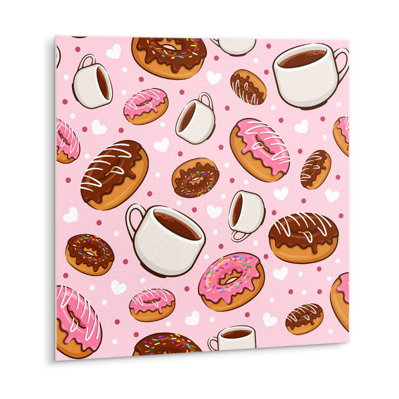 Self Adhesive Vinyl Splashback Wall Panel Sticker Tile Peel Stick 100x50 cm Cartoon donuts coffee