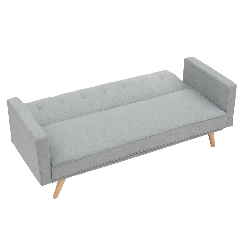 Canapé rembourré Kilynn, Mélange de lin gris clair