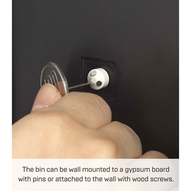 Black Wall-Mounted Plastic Storage and Trash Bin