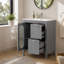 Meuble-lavabo de 61 cm avec lavabo, en bois massif et MDF, avec deux tiroirs, une porte et une tablette ajustable, gris.