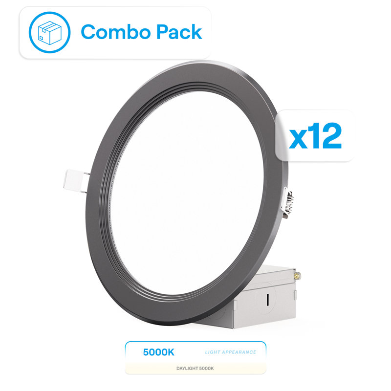 Ensemble de 6 lumières à DEL encastrées Infibrite Thin, Noir, 6 pouces, 5000 K