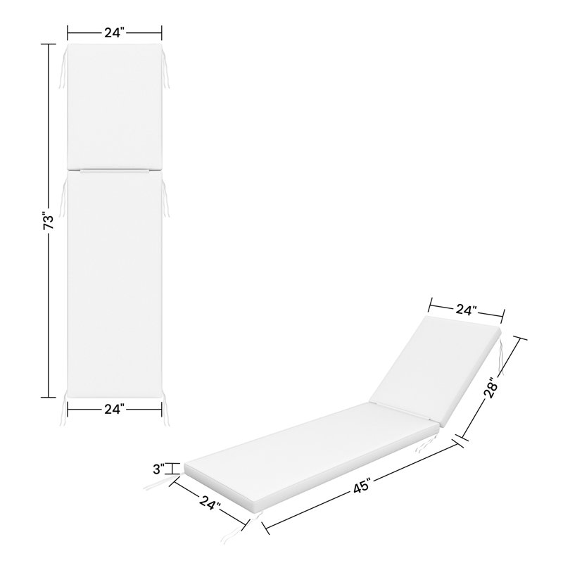 Wayfair Custom Outdoor Chaise Cushion With Sunbrella Fabric, 24" W x 73" D, Sunbrella® Canvas Aruba