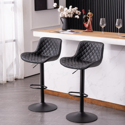 Swivel Upholstered Adjustable Height Counter Stool with Metal Frame