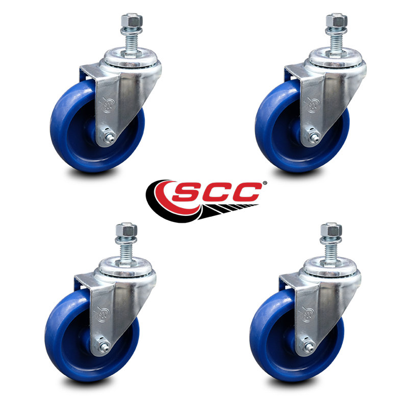 Polyurethane 10MM Threaded Stem Caster Set 2 Brakes SCC