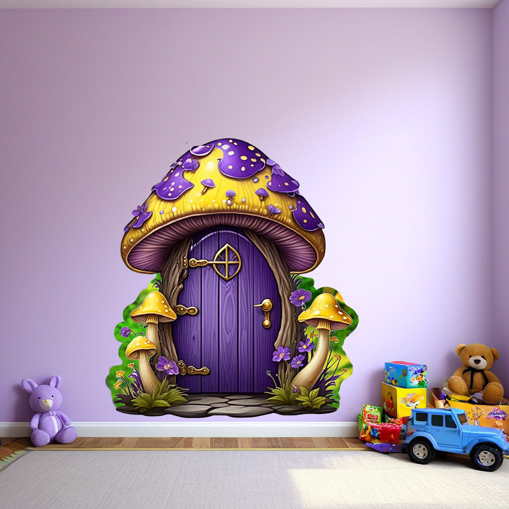 MySticky Purple Mushroom House Fairy 3D Wall Decal - Enchanting Fairy ...